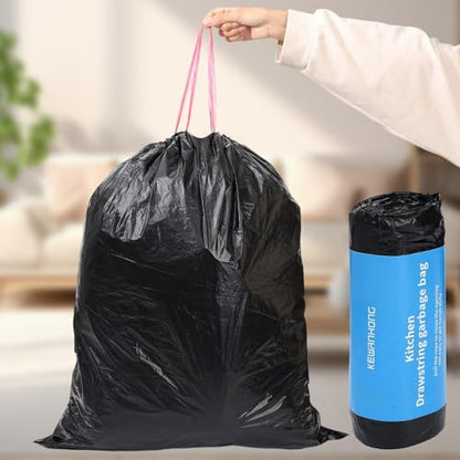 20 PCS/Ultra Large Size Trash Bags Thickened Leak-proof Waste Bag Tear-resistant Drawstring PE Waste Bag, 61 * 70cm, Black - color: Black