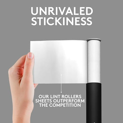 Flint Classic Black Retractable Mini Lint Roller with 90 Extra Sticky Sheets, Small and Portable Lint Roller, Ideal Pet Hair Remover, Travel Lint Rollers for pet Hair Extra Sticky - color: Black