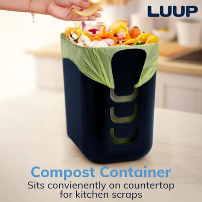 STORi Luup Bathroom Wastebasket, Secure Grocery Bags, Plastic Garbage Container for Vanity, Laundry Room, Kitchen, Office, 2.5 Gallon, Navy, Made in USA - color: Navy
