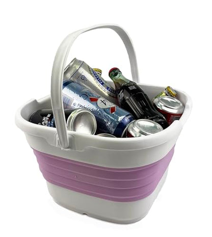 SAMMART 9.5L (2.5 Gallon) Collapsible Rectangular Handy Bucket (White/Pale Purple) - color: White/Pale Purple