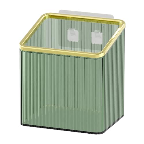 TXLFRO Pulreiush Floating Shelves Wall Bin Organizer Adhesive Wall Mounted Plastic Storage Organizer No Drilling Hanging Storage Containers Makeup Organizer Shelf for Office, Kitchen, Home - color: Green Gold