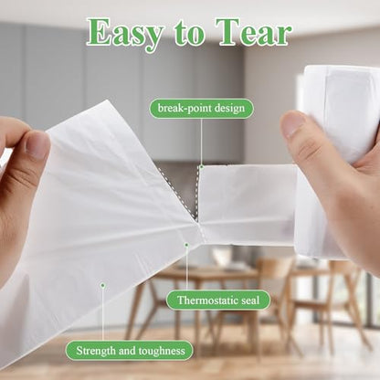 1.6 Gallon Small Trash Bags For Bathroom - White With Handles Biodegradable Mini Garbage Bags 100 Count （Fit 1.3-1.5Gal）6 Liter Unscented Little Wastebasket Liners For Car Office Kitchen Vincereon - color: 1.6 gallon white 100