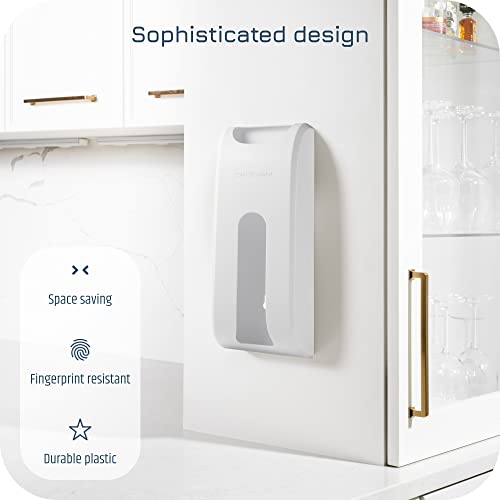 Manterio Plastic Bag Holder | UPGRADED Wall-Mount Grocery Bag Dispenser | Space-Saving Design | Easy Install | Smudge-Proof, Fingerprint-Resistant | White | Holds the Most Bags for Maximum Storage - color: White