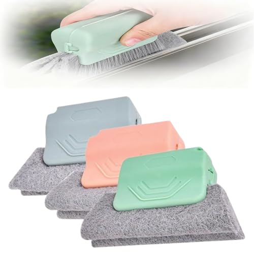 Magic Window Track Cleaner, Window Groove Cleaning Brush Hand-held Magic Windows Track Cleaner Tools Set Creative Cleaner Brushes Tools for Window lides Gaps, Sliding Door Tracks (3Color, 3pcs) - color: 3color, size: 3pcs