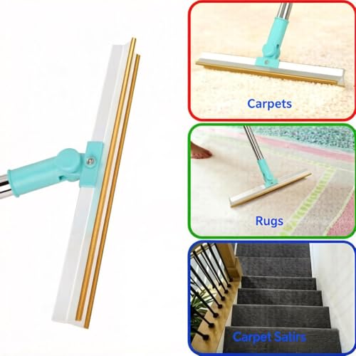 3PCS Carpet Rake for Pet Hair Removal, 53.5" Adjustable Long Handle Pet Hair Scraper with Copper Blade, Lint Remover Brush for Dog Cat Hair, Perfect for Carpet, Rug, Mat, Couch, Sofa