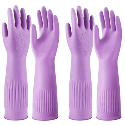 Waterproof Thickened Latex Household Cleaning 18inch Gloves Red Long Sleeved Heavy-duty Reusable 2 Pairs Black - color: Purple, size: Small