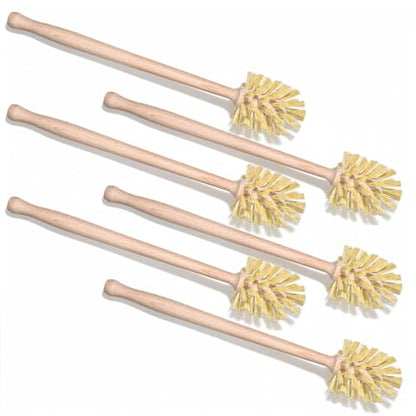6-Pack Natural Wood Dish Brush Set with Long Beechwood Handle & Sisal Bristles, 13.8 x 2.7 Inch Bottle Brush for Cleaning Jars, Mugs, Glasses, Vases, Pitchers