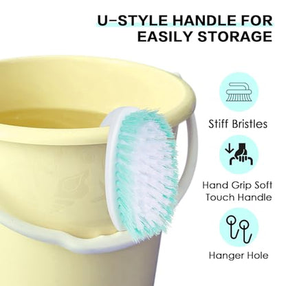 3 Pack Bathroom Scrub Brush Set, Heavy-Duty Scrub Brushes for Cleaning Floor, Green Scrubbing Brush with Non-Slip Handle and Stiff Bristles for Bathtub, Tub, Tile, Gap, Kitchen, Sink