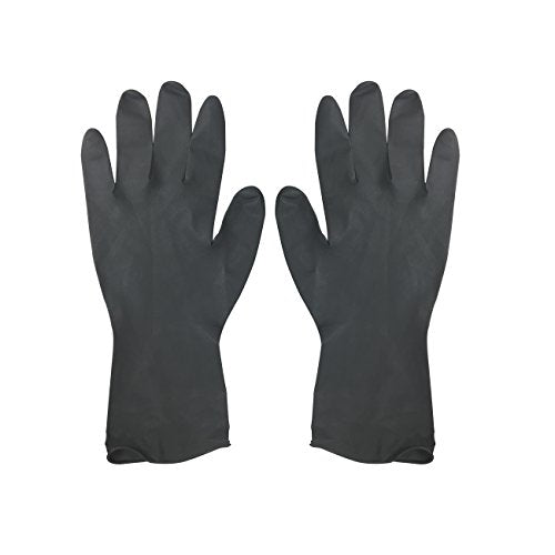 Colortrak Premium Grip Reusable Gloves, 4 Pairs (8 Gloves Total), Powder Free Latex, Durable and Chemical Resistant, Textured for Better Grip, Extra Long Cuff, Washable, Black, Small - size: Small