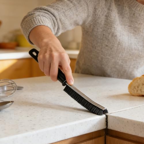 Crevice Cleaning Brush 4 Set-Narrow Gap Cleaning Brushes for Window, Bathroom, Kitchen, and Small Room, Hard-to-Reach Areas (Black) - color: Black