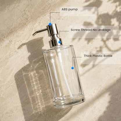 Clear Plastic Dish Soap Dispenser, 10 oz Pump Bottle for Kitchen & Bathroom | Clear plastic 10 oz refillable pump bottle for dish soap, hand soap, lotion, kitchen sink, or bathroom counter - color: Clear
