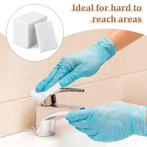 40 PCS White Non Woven Pads, Light Duty Scouring Pad, Abrasive Surface Scrubber, Non Scratch Scrubbing Pad, Multi Scouring Sponge for Home Workshop Cleaning Polishing(4 x 6 Inch)