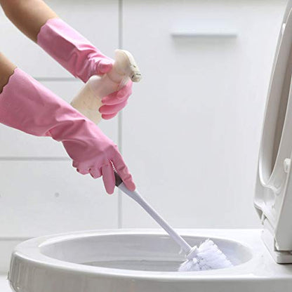 HSL Household Cleaning Gloves - Reusable Kitchen Dishwashing Gloves with Latex Free, Cotton lining, Waterproof, Non-Slip (Small, 2 Pairs) - color: Blue+pink, size: Small (Pack of 2)