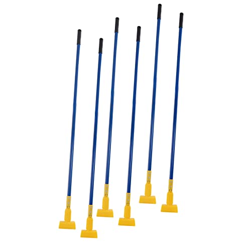 Matthew Cleaning Commercial Quick-Change Iron Mop Handle for Floor Cleaning Heavy Duty Mop Stick Replacement 60inch Jaw Clamp-Style Wet Mop Handle 6 Packs - color: Large Jaw Clamp - Blue