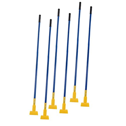 Matthew Cleaning Commercial Quick-Change Iron Mop Handle for Floor Cleaning Heavy Duty Mop Stick Replacement 60inch Jaw Clamp-Style Wet Mop Handle 6 Packs - color: Large Jaw Clamp - Blue