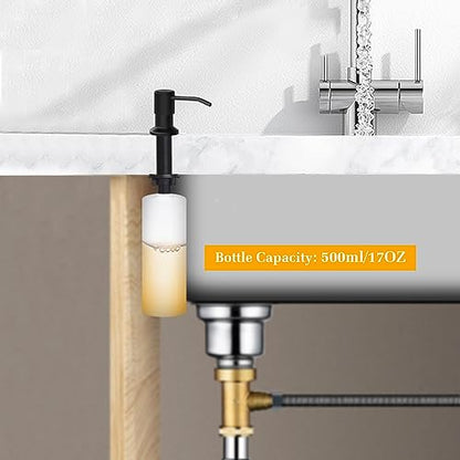 Soap Dispenser for Kitchen Sink, Built in Sink Soap Dispenser Lotion Dispenser with 17 OZ Bottle, Refill from The Top Bar Sink Soap Dispenser, Black (2 Pack) - color: Black-2pack, size: Comes with 17 OZ Bottle