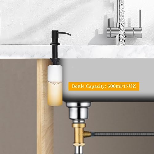 Soap Dispenser for Kitchen Sink, Built in Sink Soap Dispenser Lotion Dispenser with 17 OZ Bottle, Refill from The Top Bar Sink Soap Dispenser, Black (1 Pack) - color: Black 01, size: Comes with 17 OZ Bottle