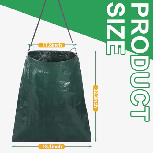 Faccito 1 Pack Litter Bag with Shoulder Strap Trash Pickup Bag Holder Lawn Leaf Chute Vinyl 4.45 Cubic Feet No Bending Portable Trash Picker Grabber for Patio Yard Garden (Green) - color: Green