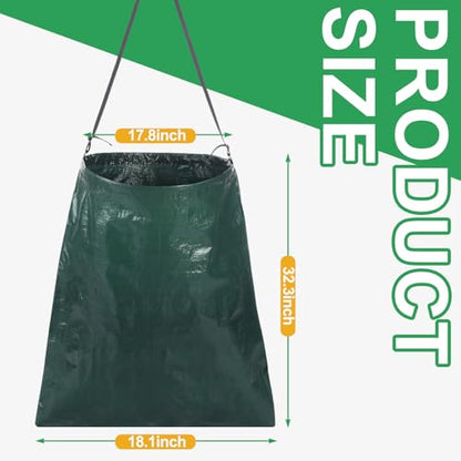 Faccito 1 Pack Litter Bag with Shoulder Strap Trash Pickup Bag Holder Lawn Leaf Chute Vinyl 4.45 Cubic Feet No Bending Portable Trash Picker Grabber for Patio Yard Garden (Green) - color: Green
