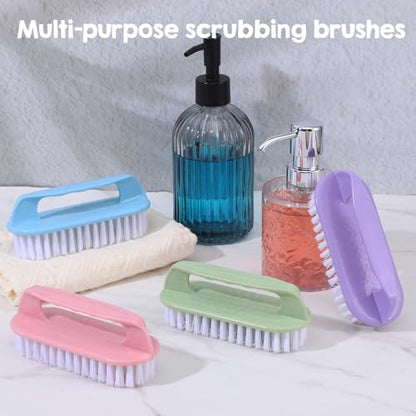 Scrub Brush 12-Pack Heavy Duty Multi-Purpose Cleaning Brushes with Stiff Bristles, 4 Colors (Purple Pink Blue Green) for Floor Laundry Bathtub Sink Tile & Household Surfaces