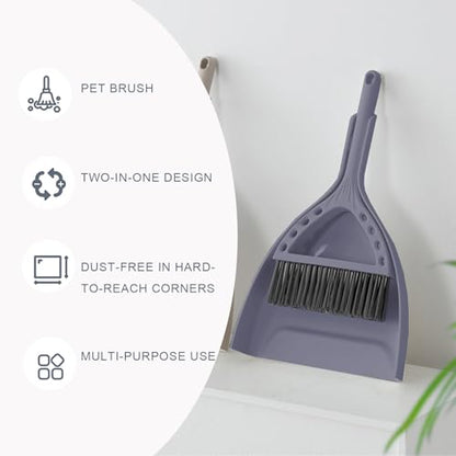 Mini Broom and Dustpan Set Small Dust pan and Brush Set Perfect for Desk Office Camping Dorm RV Essentials (Blue Gray) - color: Blue Gray