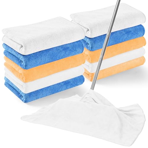 SmoothNovelty 10 Pcs Extra Large Microfiber Cloth 30" x 20" Large Floor Microfiber Towel Reusable Washable Free Lint Free Cloth Rag for Squeegee Mop Floor Window Housekeeping (White,Yellow) - color: White, Yellow