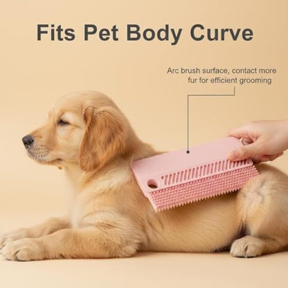 Pink Double-Sided Pet Hair Remover, Reusable Soft Silicone Lint Scraper for Couch, Rug & Coat, Portable Dog Cat Fur Remover Tool - color: Pink