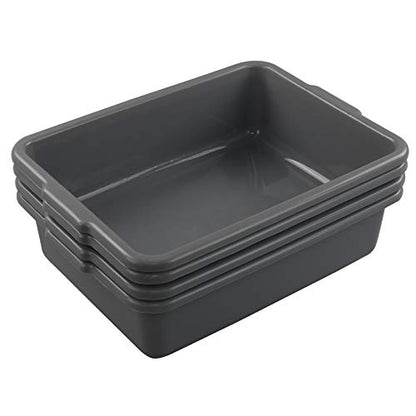 4 Packs 8 Liter Grey Commercial Bus Tub Box Tote Dishpan - color: Grey, size: 8 L