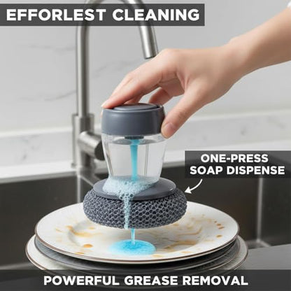 Comfort Grip Soap Dispensing Kitchen Scrub, Soap Dispensing Dish Brush for Cleaning Dishes, Pots, Pans & Sinks, Replaceable Cleaning Brush with Built-in Liquid Dispenser (1Pcs) - color: 1pcs