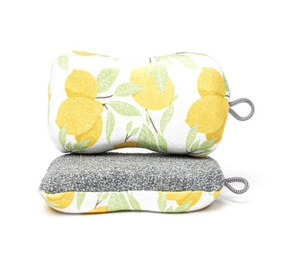 MÜkitchen Premium Microfiber Sponge Set for Dishes and Cleaning, 2 Pack, Printed (Lemon Tree) - color: Lemon Tree