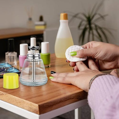 Noverlife 6Oz / 180ml Clear Acetone Pump Dispenser with Cap, Cone Glass Rubbing Alcohol Dispenser Push Down Nail Polish Remover Pump for Makeup Remover, Leak-Proof Press Glass Bottle for Makeup - color: A - 1pcs - Clear Cone Shaped