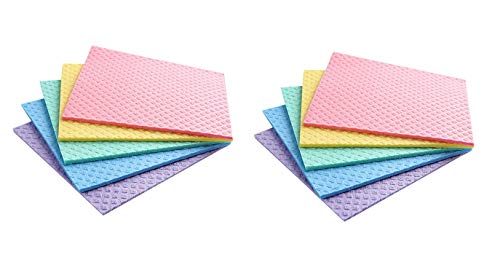 Reusable Cleaning Cellulose Sponge Cloths Absorbent Wipes Clean Kitchen Car Dish Eco-Friendly Dishcloth Hand Towel Auto (2 Pack (10pcs)) - style: 10pc - Vacuum