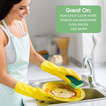 Tioncy 100 Pcs Individually Wrapped Sponges Bulk Kitchen Green Non Scratch Scrub Sponges Dual Sided Cleaning Scrubber for Household Washing Dishes, Pots, Pans, Sinks, Stoves, Appliances, Car, Bike - color: Green