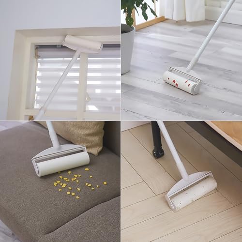 , Lint Rollers, Sticky Rollers for Floor, 60 Sheets Floor Roller, Long Handle, with Extendable Handle, for Cleaning Carpets, Cars, Clothing, and Pet Hair