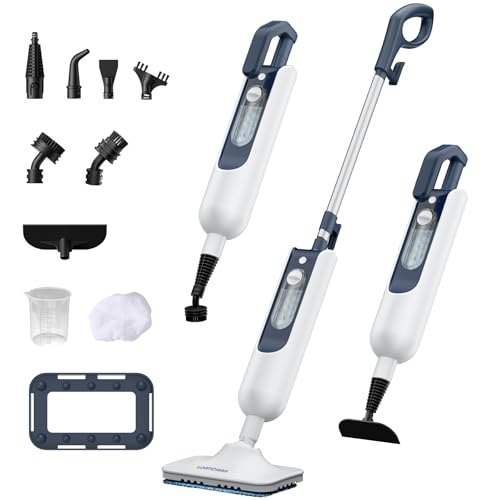 Steam Mop with 11 Attachments, 20-Second Heat-Up, 12 fl oz Tank, 22.9 ft Power Cord, Handheld Home Steam Cleaner for Multi-Surface Hard Floors, Kitchen, Barthroom, Tiles, Cars, Furniture - color: Dark Blue