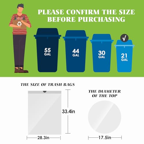 21 Gallon 120 Counts Strong Drawstring Trash Bags Garbage Bags by Teivio, Bathroom Trash Can Bin Liners, Plastic Bags for home office kitchen, White - style: 120-21Gallon-White