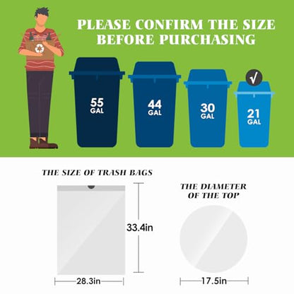 21 Gallon 120 Counts Strong Drawstring Trash Bags Garbage Bags by Teivio, Bathroom Trash Can Bin Liners, Plastic Bags for home office kitchen, White - style: 120-21Gallon-White
