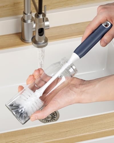 ROSEOK Bottle Brush, Water Bottle Brush, Flexible Bottle Brush, Cup Cleaner | For Cleaning Glass, Sports Bottle, Coffee Mug, Cup Cleaner, Navy Blue, 2 Pack - color: Navy Blue