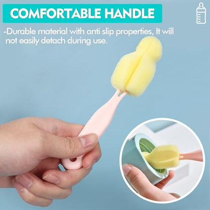 Sponge Bottle Brush 12 PCS Sponge Nipple Brushes Baby Bottle Nipple Cleaning Brush Long Handle Baby Milk Bottle Brush (12PCS) - color: Nipple Brush 12pcs