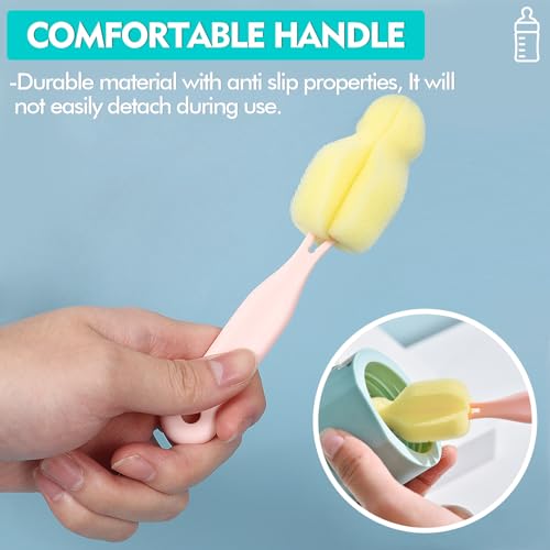 ponge Bottle Brush 6PCS Sponge Nipple Brushes Baby Bottle Nipple Cleaning Brush Long Handle Baby Milk Bottle Brush (6PCS) - color: Nipple Brush 6pcs