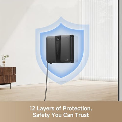 Mova N1 Window Cleaning Robot, Compact Dual-Spray Window Cleaner, 8000Pa Suction, 12-Level Safety Protection, Intelligent Path Planning, 6 Cleaning Modes, for Windows Glass Tiles & Marble, Black - color: Black