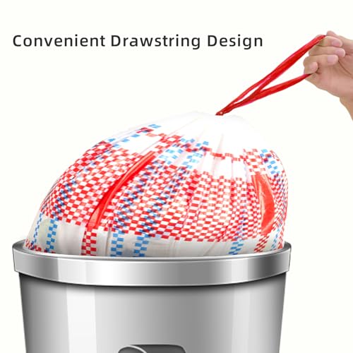 4 Gallon Trash Bags, Small Garbage Bags with Drawstring and Printed Striped Design, Tear-Free, Leakproof & Durable Small Trash Bags for Bathroom, Office, 50 Count - style: 4 Gallon Striped Trash Bags - 50 Counts