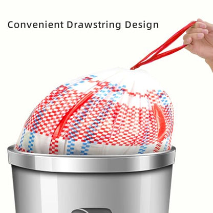 4 Gallon Trash Bags, Small Garbage Bags with Drawstring and Printed Striped Design, Tear-Free, Leakproof & Durable Small Trash Bags for Bathroom, Office, 50 Count - style: 4 Gallon Striped Trash Bags - 50 Counts