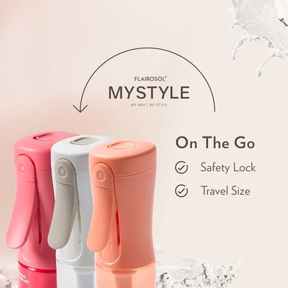 FLAIROSOL MyStyle, Spray Bottle for Hair- 3 Pack Small Travel Spray Bottle, Ultra Fine Continuous Water Mist for Face, Hairstyling, Salon, Cleaning, Beauty, Toners, Hydration & Makeup, 3.04oz / 90ml - color: Peach, Pink, White, style: 3 Pack
