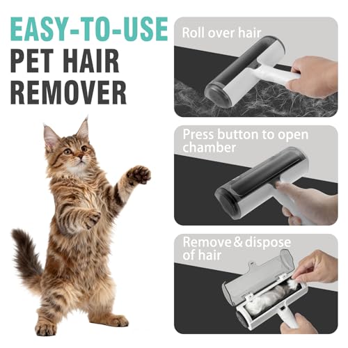 Pet Hair Remover, Roller, Remove Dog Hair and Cat Hair Easily. White.