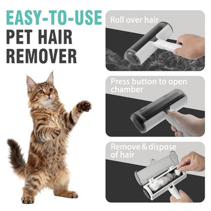 Pet Hair Remover, Roller, Remove Dog Hair and Cat Hair Easily. White.