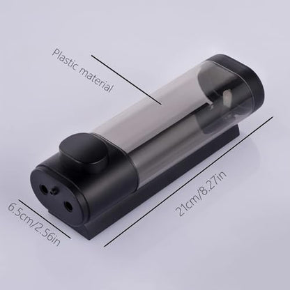 Manual Bathroom Wall Mounted Soap Dispenser, 10oz/300ml Single Black Bathroom Shampoo and Conditioner Dispenser, Clear Plastic Refillable Liquid Lotion Pump Dispenser and Organizer - color: Black
