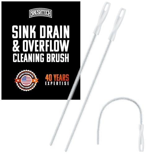 BRUSHTECH – Sink Drain & Overflow Cleaning Brush – White, Set of 2