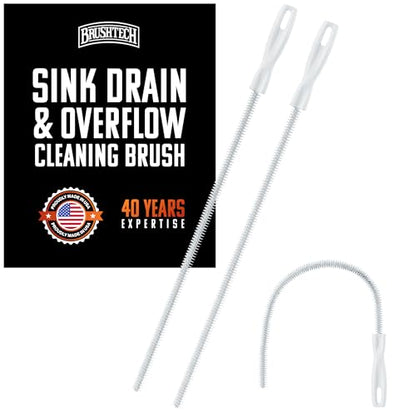 BRUSHTECH – Sink Drain & Overflow Cleaning Brush – White, Set of 2