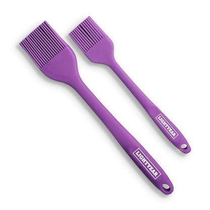 Lightyear Silicone Basting Pastry Brush Set (2 Pcs) ❘ 450°F Heat Resistant Oil Brush for Your Kitchen - Ideal For BBQ’s, Baking & Cooking 100% Food Grade Silicone - BPA Free & Dishwasher Safe (Purple) - color: Purple